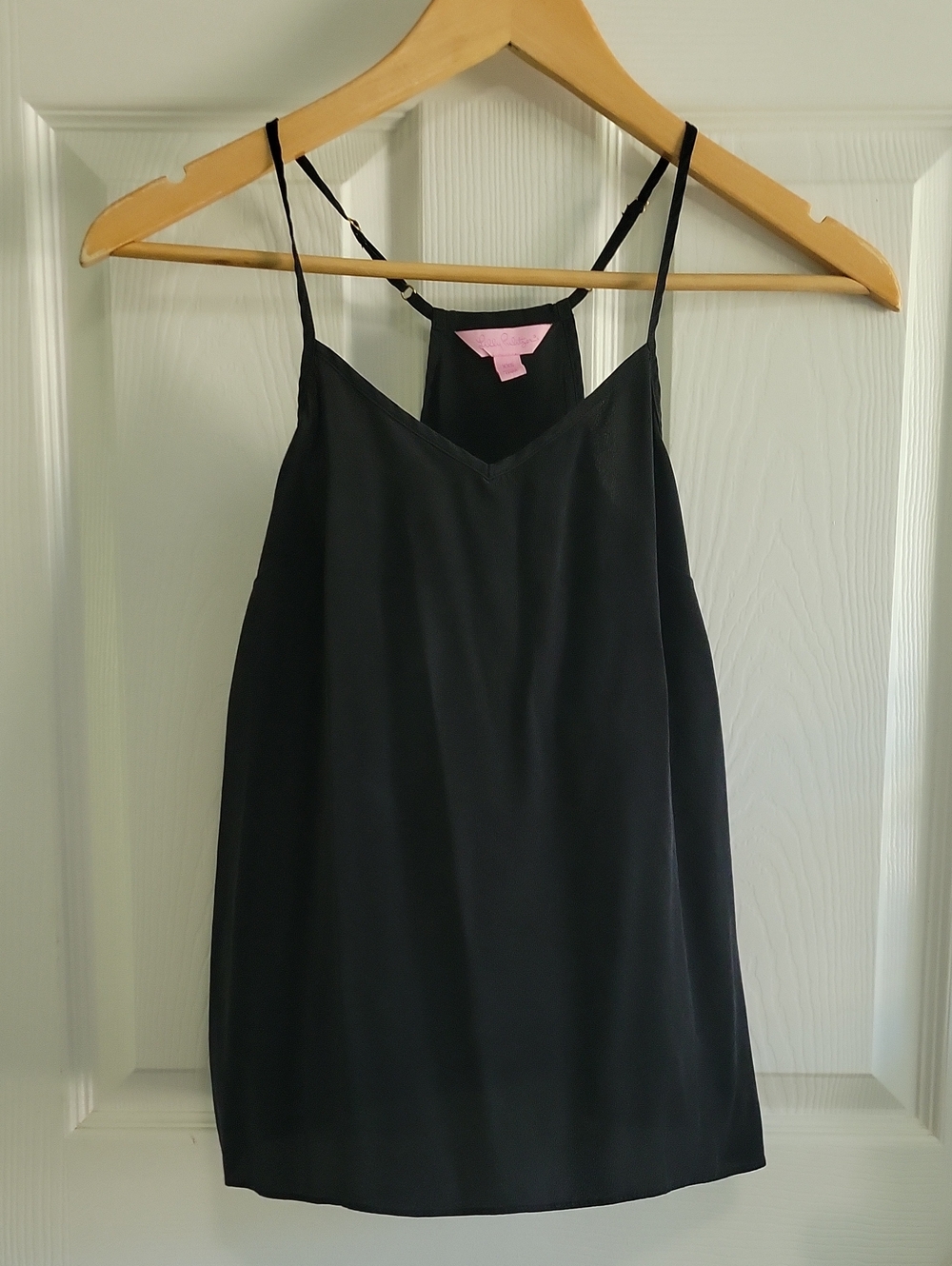 Lilly Pulitzer 100% Silk Tank Cami XXS Black Adjustabke Straps Like New
